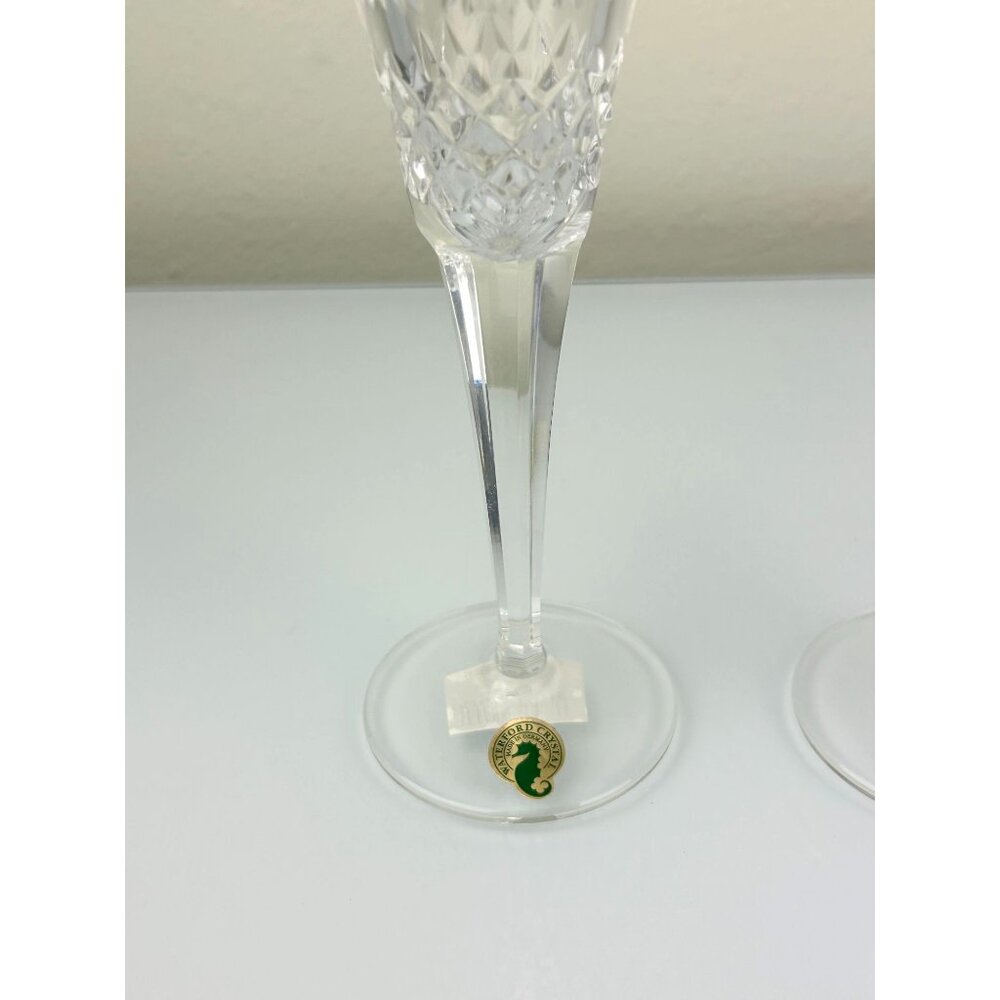 2 Waterford Crystal Millennium Wheat PROSPERITY Toasting Champagne Flutes 9.25" - Picture 5 of 16